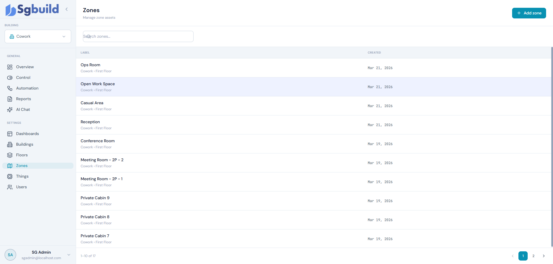 SG-Build Zones — manage building zones